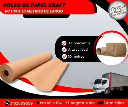 Rollo De Papel Kraft 10mtrs X 60 Cm De Alto-empaque Y Embalaje