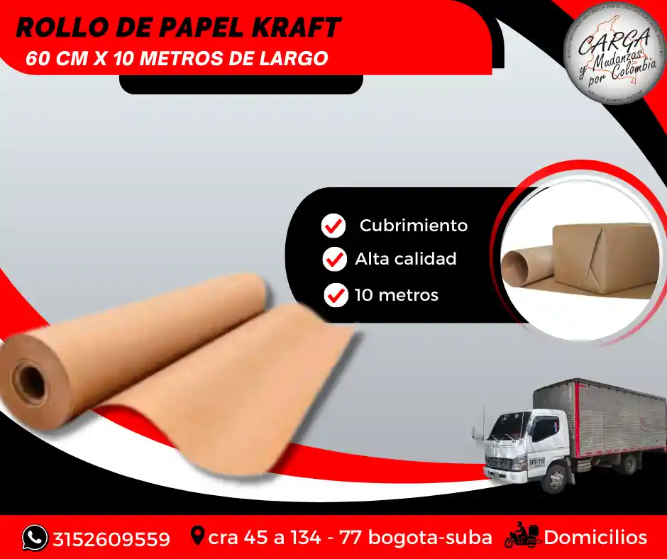 Rollo De Papel Kraft 10mtrs X 60 Cm De Alto-empaque Y Embalaje