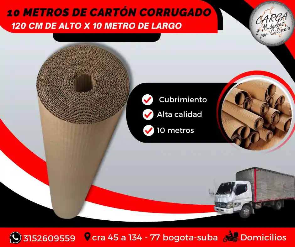 Carton Corrugado -10 Mtrs De Largo X 120 De Alto Empaque Y Embalaje Para Mudanzas