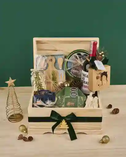 Caja Ancheta De Alimentos Luxury : Navidad, Set Madera, Cofre, Galletas, Mermeladas