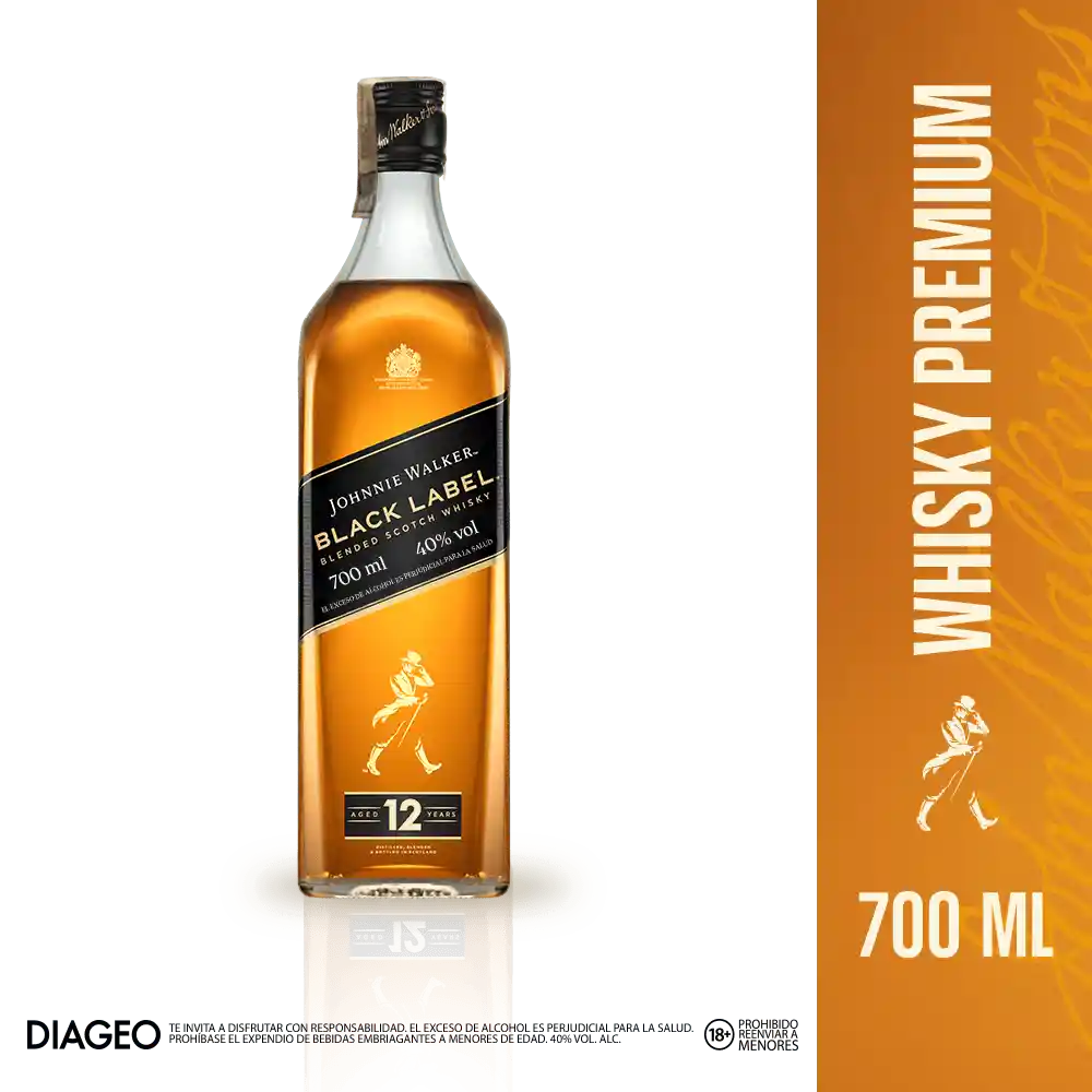 Whisky Johnnie Walker Black Label Blended 700ml