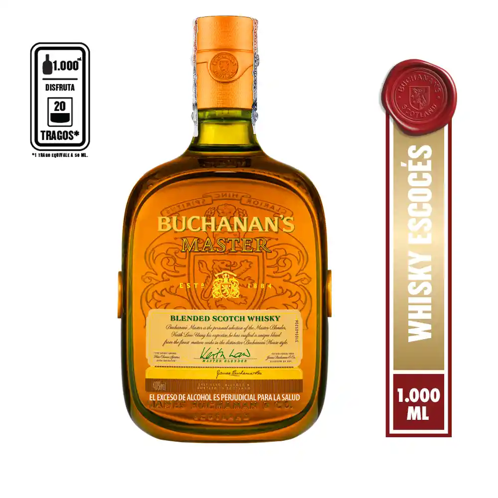 Whisky Buchanans Master Blended Escocés 1000ml