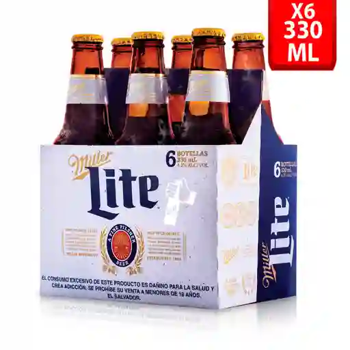 Cerveza Miller Lite Lata Sixpack 330ml