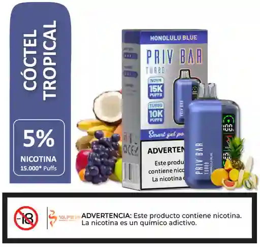 Vaporizador Priv Bar 15.000 Puffs Honolulu Blue