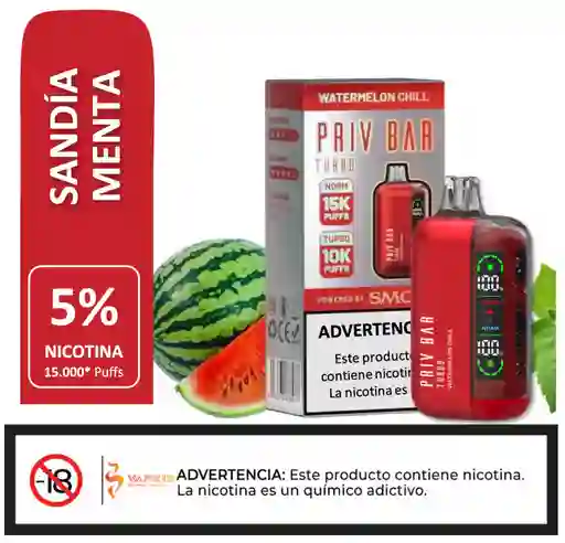 Vaporizador Priv Bar 15.000 Puffs Watermelon Chill