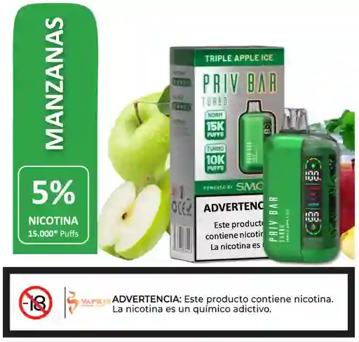 Vaporizador Priv Bar 15.000 Puffs Triple Apple Ice