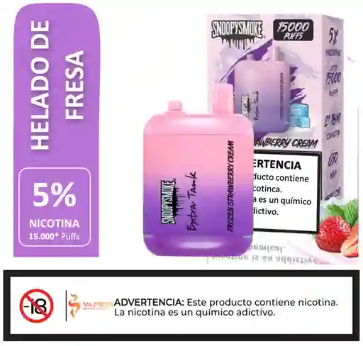 Vaporizador Snoopysmoke 15000 Puffs Frozen Strawberry Cream