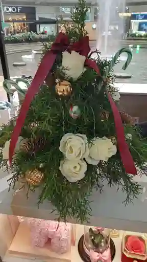 Pino Natural Navideño Con Rosas Blancas