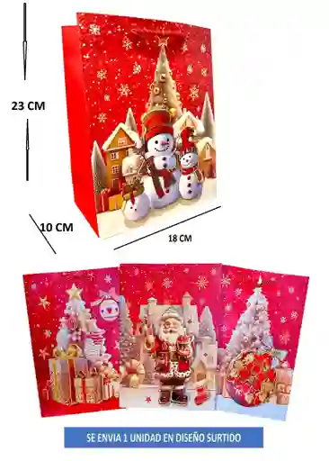 Bolsa De Regalo Navidad Pequeña 23 Cm X 18 Cm Diseños Surtidos