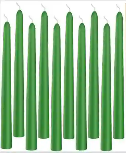 Paquete De 12 Velas De Carillón Verde - 20 Cm