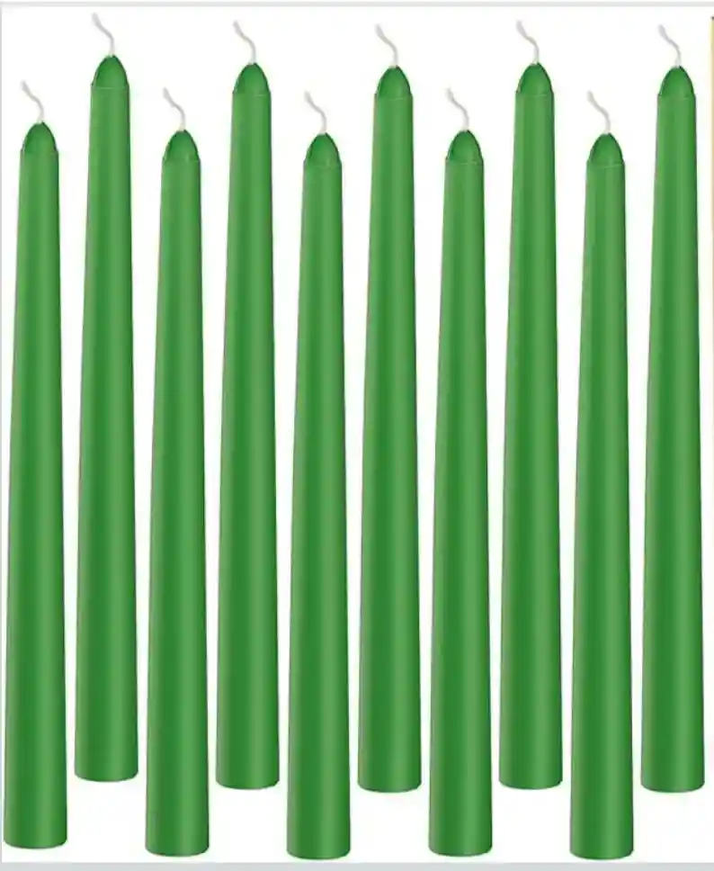 Paquete De 12 Velas De Carillón Verde - 20 Cm