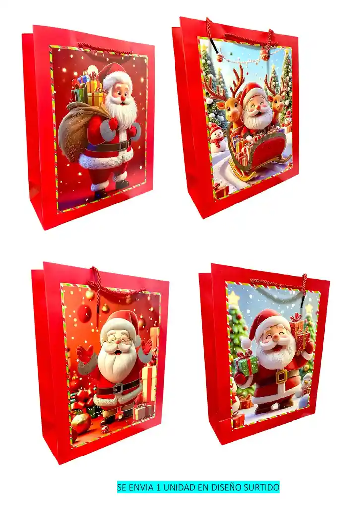 Bolsa De Regalo Navidad Mediana 32 Cm Cm X 26 Cm Diseños Surtidos	