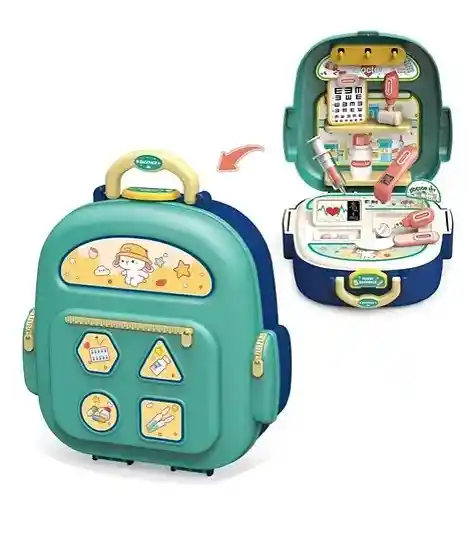 Set Infantil De Doctor Kit Médico Verde/azul Tipo Lonchera