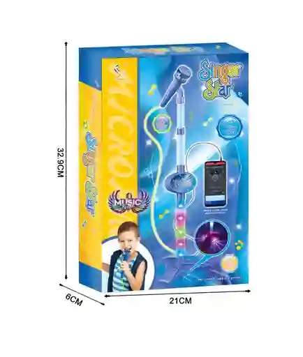 Juguete Set Karaoke Micrófono Eléctrico Para Niños Incluye Cable Y Luces