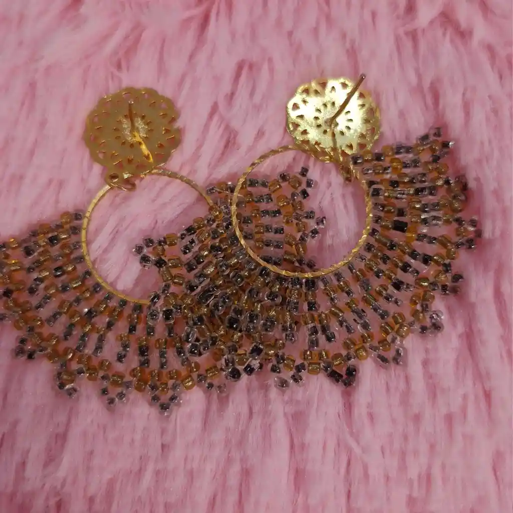 Aretes De Mostacilla En Acero Dorado