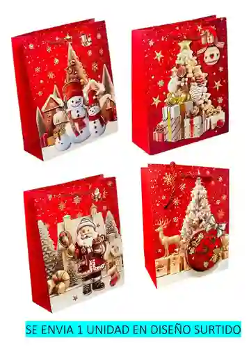 Bolsa De Regalo Navidad Mediana 32 Cm Cm X 26 Cm Diseños Surtidos