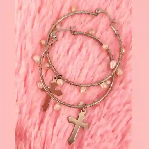 Candongas Acero Plateado Dijes Cruz