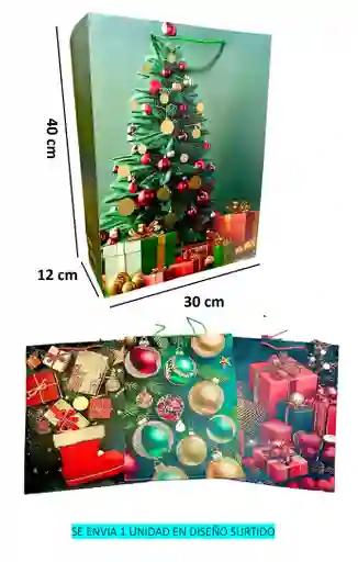 Bolsa De Regalo Navidad Grande 40 Cm X 30 Cm Diseños Surtidos	