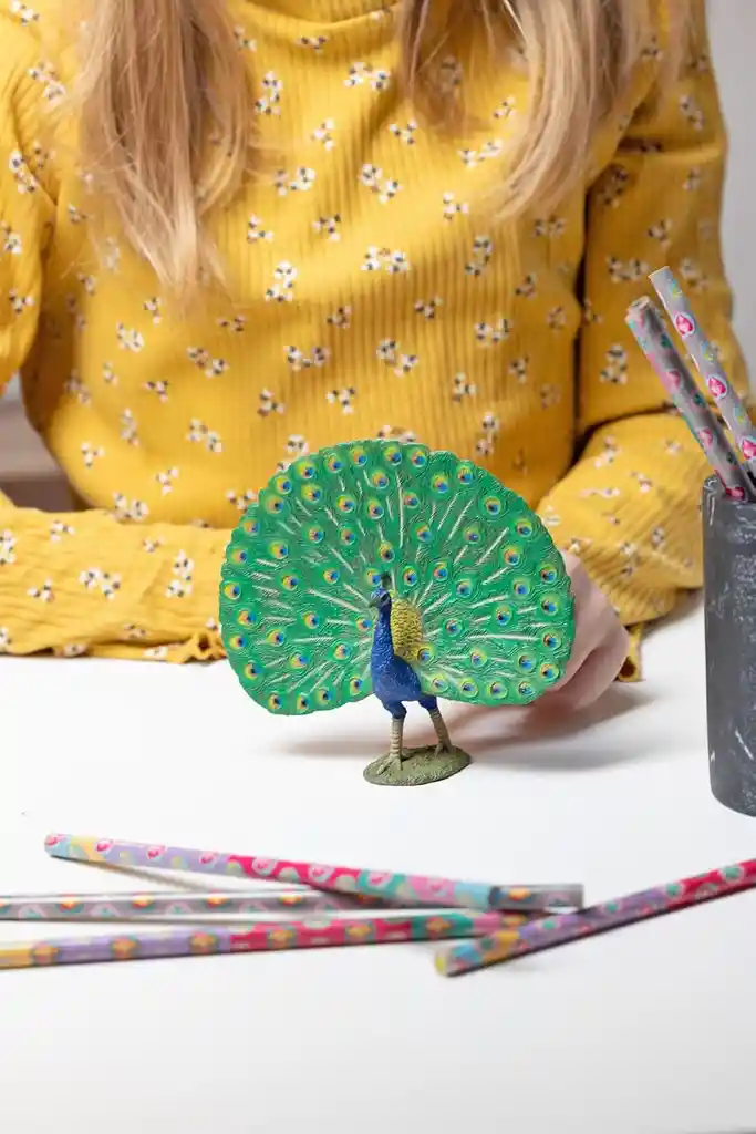 Figura Coleccionable Pavo Real Pintada A Mano Papo