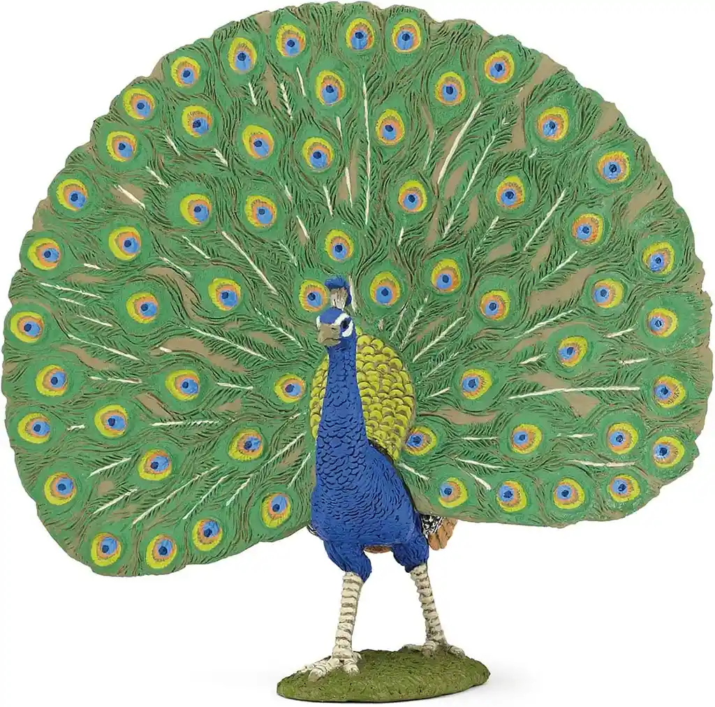 Figura Coleccionable Pavo Real Pintada A Mano Papo