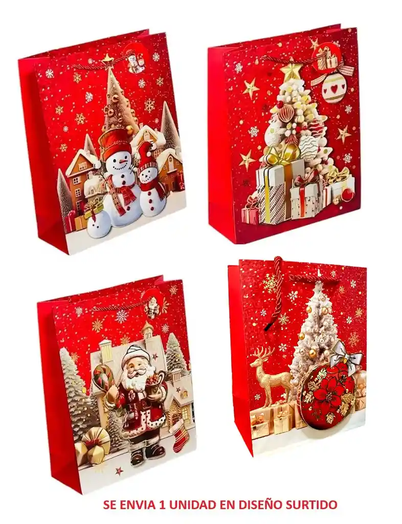 Bolsa De Regalo Navidad Pequeña 23 Cm X 18 Cm Diseños Surtidos