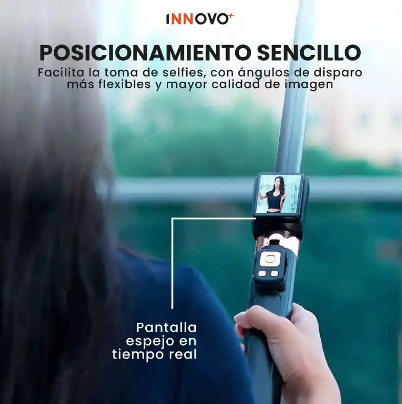 Selfie Stick Trípode Extensible Con Pantalla Espejo Wifi Control Remoto 1.7m
