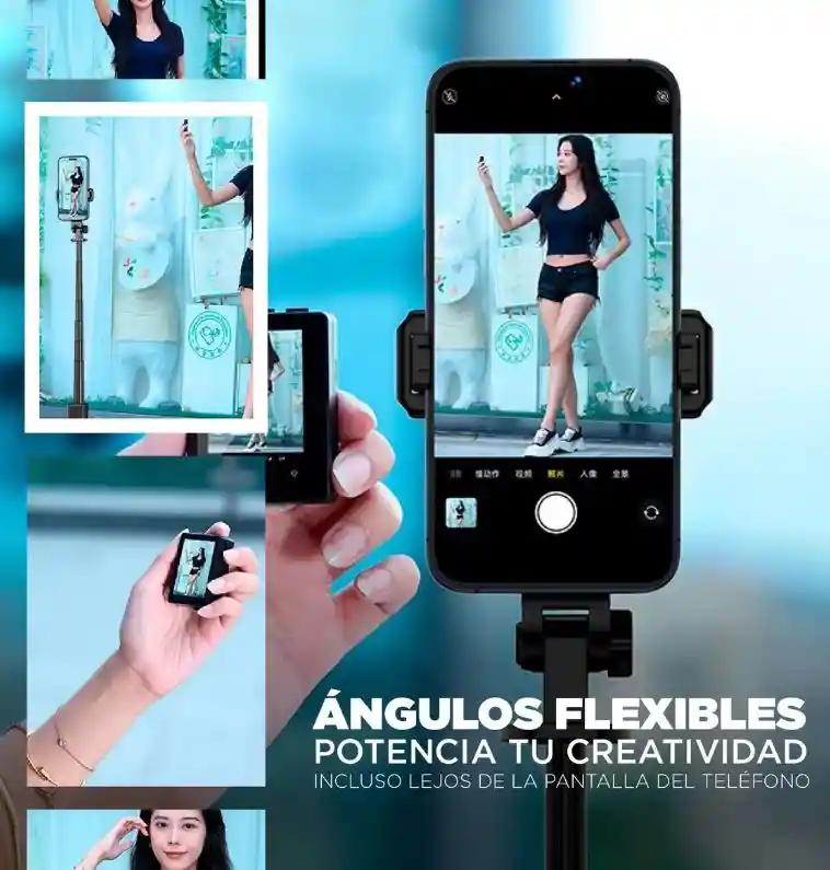 Selfie Stick Trípode Extensible Con Pantalla Espejo Wifi Control Remoto 1.7m