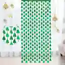 Navidad Cortina Metalizada Verde Merry Christmas