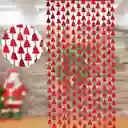 Navidad Cortina Metalizada Roja Merry Christmas