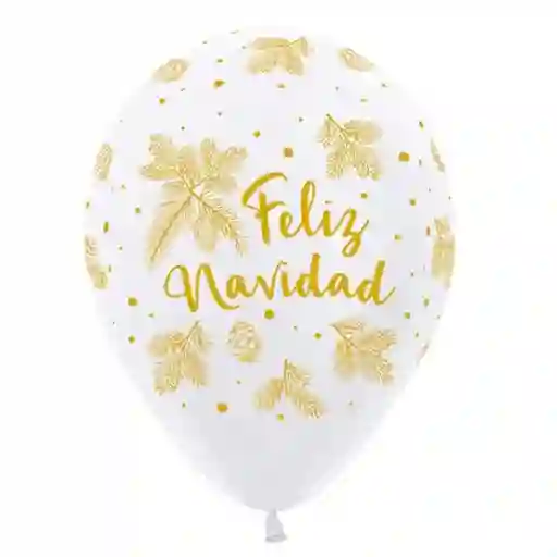 Navidad Paquete De Bombas / Globos Feliz Navidad Dorado X 12 Und