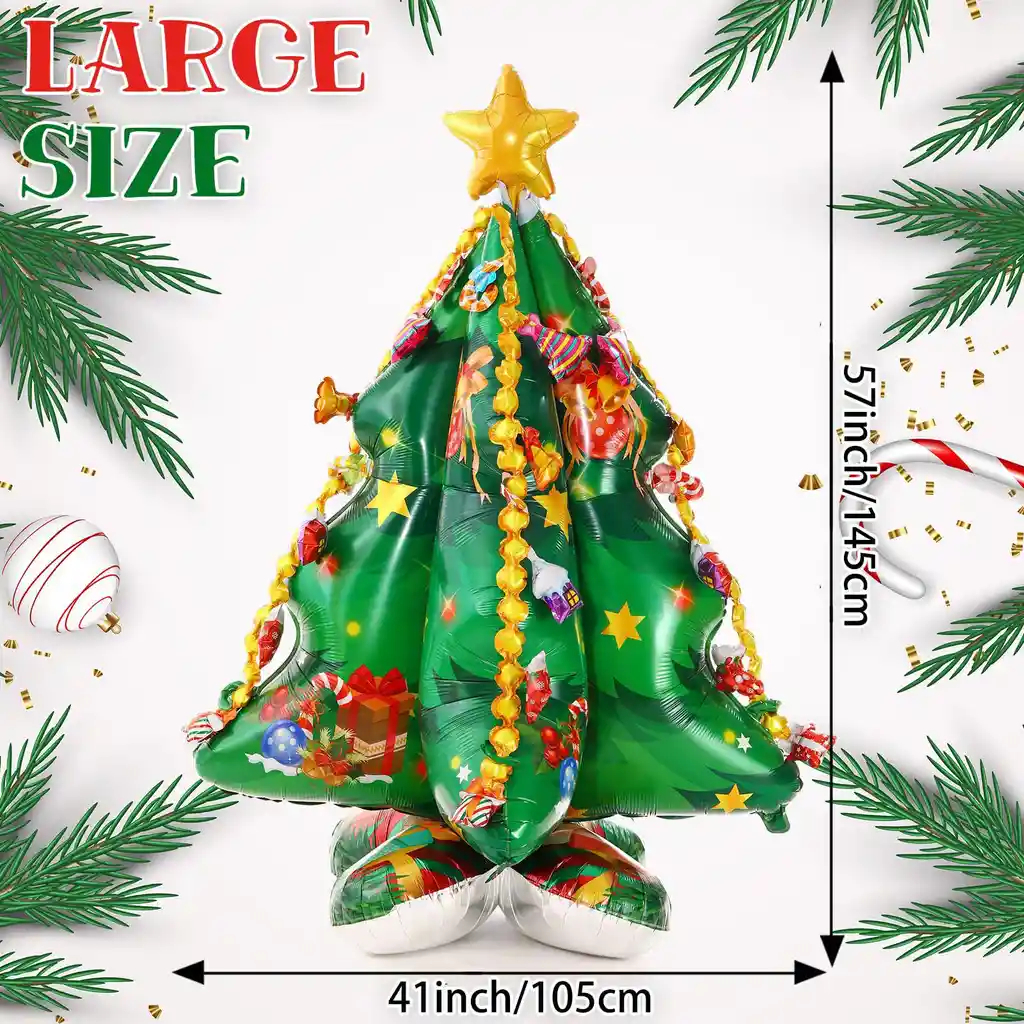 Navidad Globo Metalizado Arbol Navideño Sin Inflar Merry Christmas