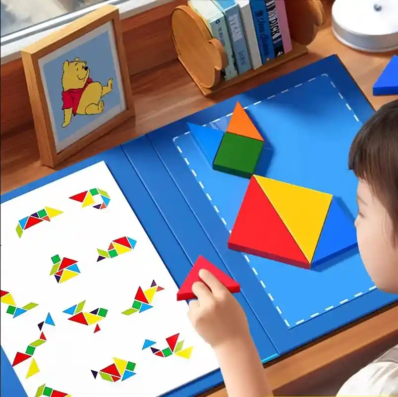Rompecabezas Magnético Tangram Pensamiento Matemático Azul