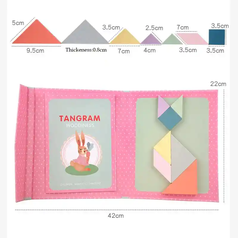 Rompecabezas Magnético Tangram Pensamiento Matemático Rosa