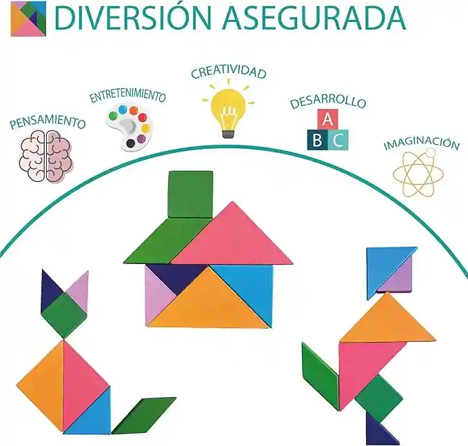 Rompecabezas Magnético Tangram Pensamiento Matemático Cian