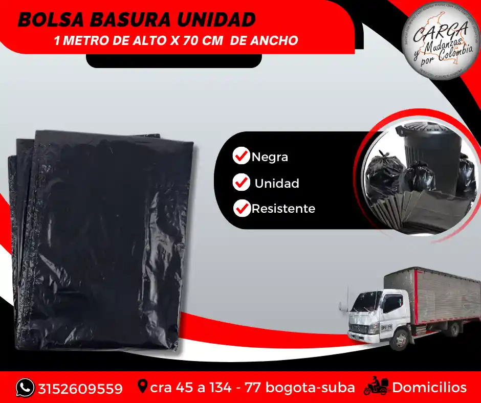 Bolsa De Basura Unidad De 1m De Alto X 70 Cm De Ancho - Empaque Y Embalaje