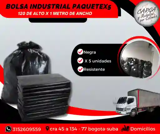 Paquete X 5 Bolsas Industriales 1.20mts X 1mts - Embalaje