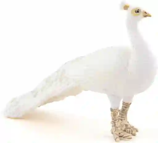Figura Coleccionable Pavo Real Blanco Pintada A Mano Papo