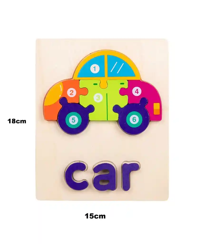 Juguete Didactico Rompecabezas En Madera Motivo Carro Ref 24312-25f