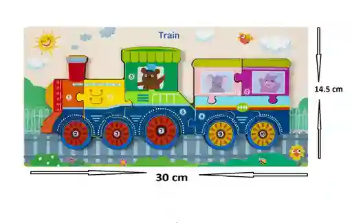 Juguete Didactico Rompecabezas En Madera Motivo Tren Ref 24312-32