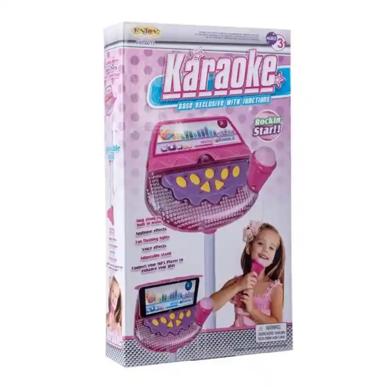 Juguete Karaoke Infantil Ajustable Con Micrófono, Conexión Mp3 Efectos Y Luces 6011