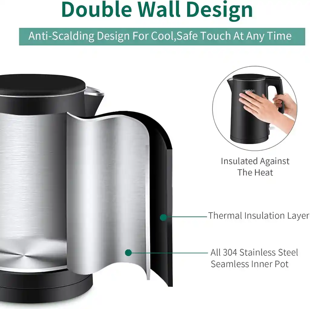 Hervidor Electrico Agua Acero Inoxidable Doble Pared
