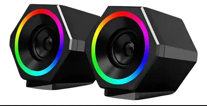 Parlante Para Pc Laptop Gamer Rgb Sonido Envolvente Kisonli Negro 3v