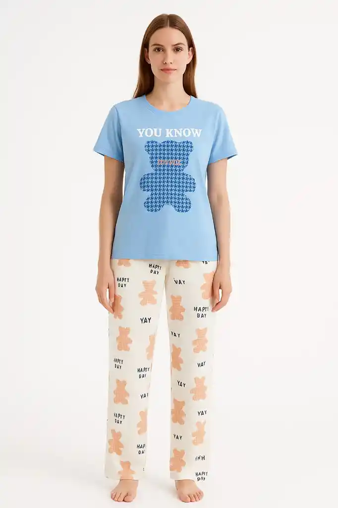 Conjunto De Pijama Estampada De Dos Piezas Talla Unica