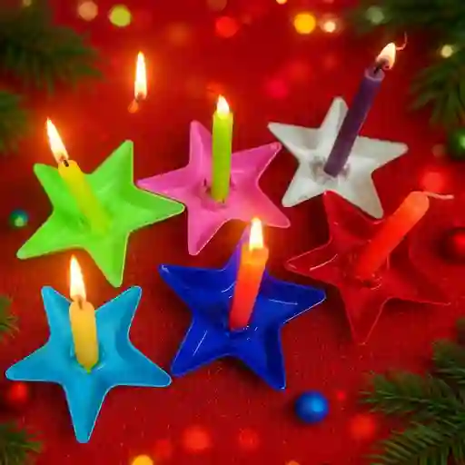 Portavelas En Forma De Estrella – Colores Surtidos (pack X6)