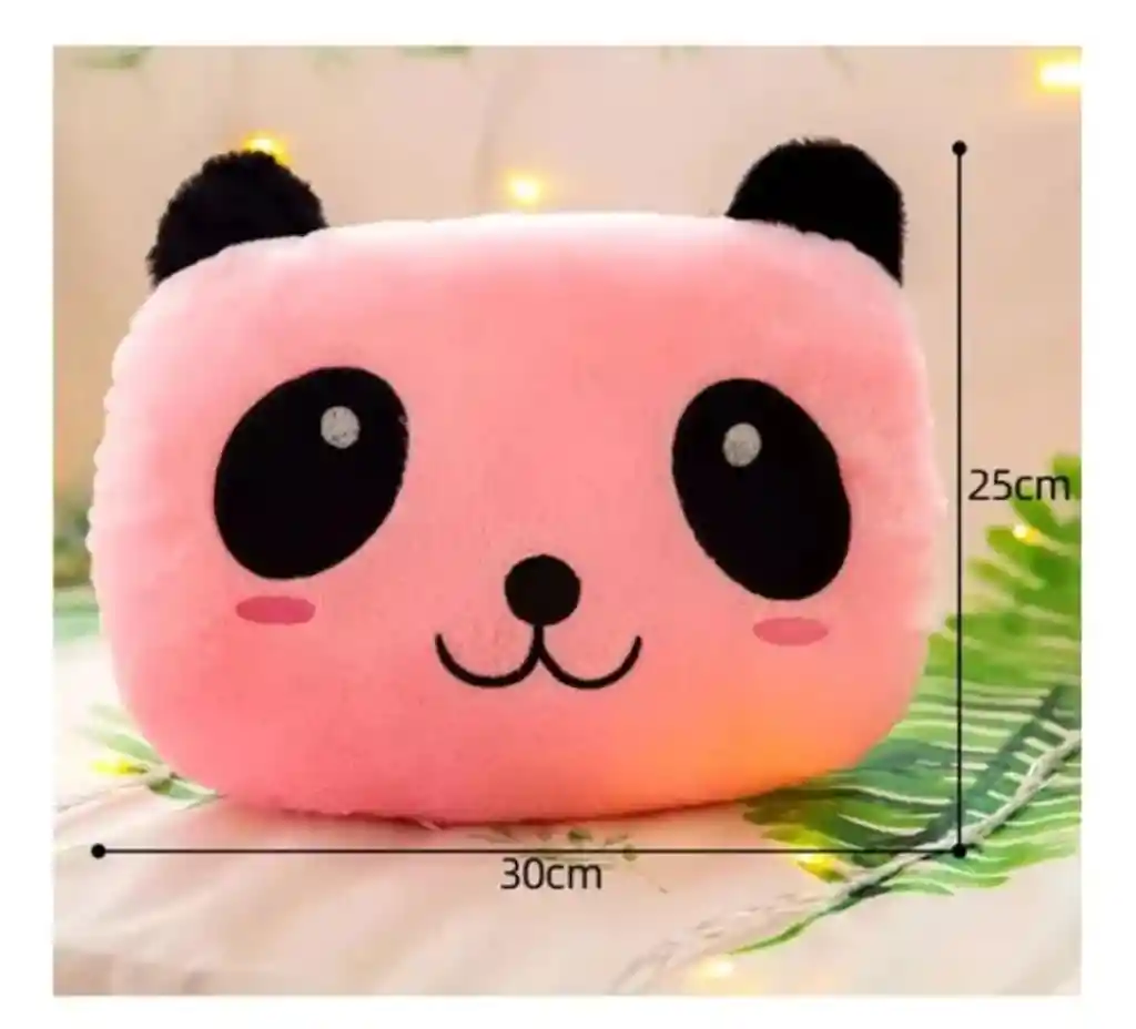 Cojín Luminoso Almohada Infantil Peluche Oso Panda Con Luz