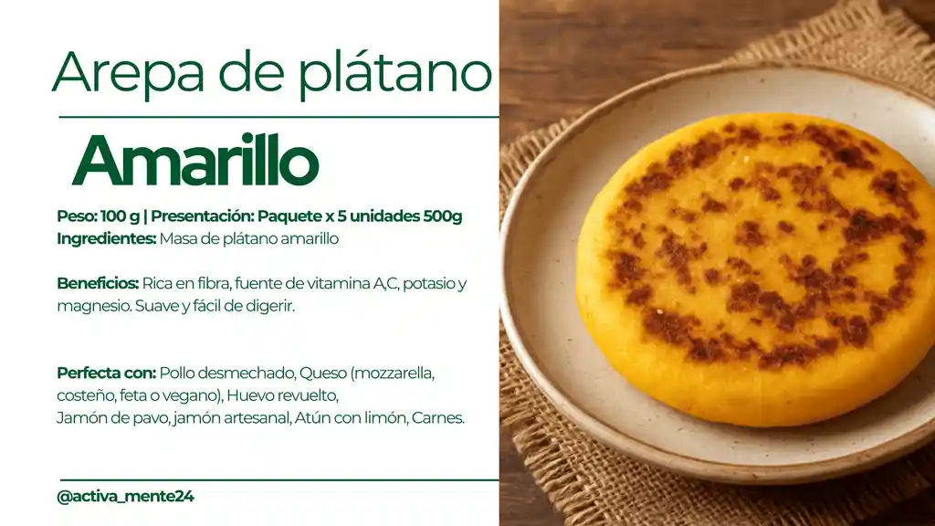 Arepa De Plátano Amarillo 5x100 - Activamente