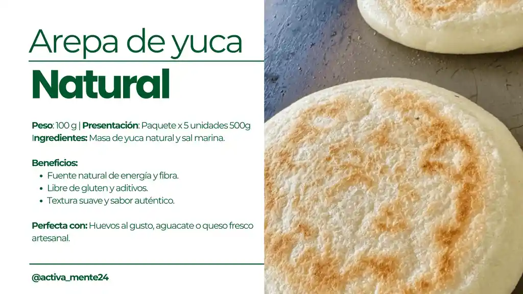Arepa De Yuca Natural 5x100 - Activamente