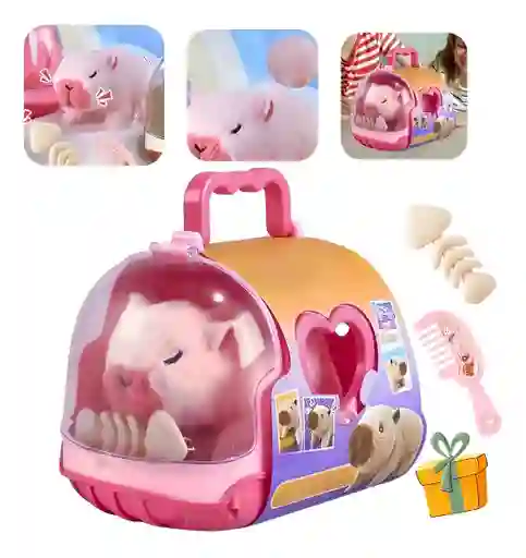 Peluche Mascota Capibara Que Camina Jaula Y Accesorio