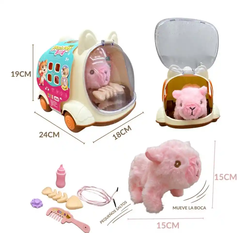 Peluche Mascota Capibara Que Camina Jaula Y Accesorio