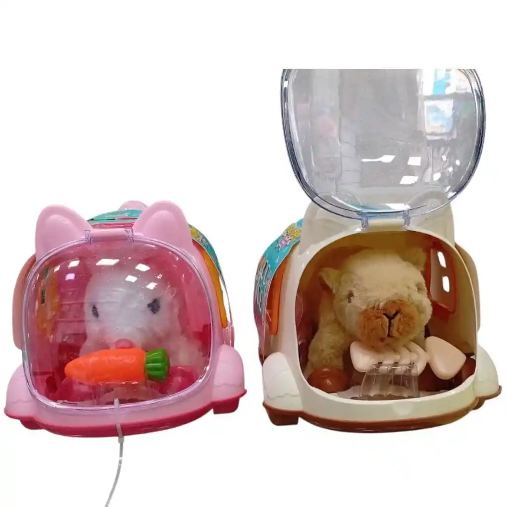 Peluche Mascota Conejo Que Camina Jaula Y Accesorios